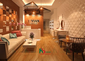 Thiết kế nội thất Vivian clinic & spa tone nâu trầm ấm