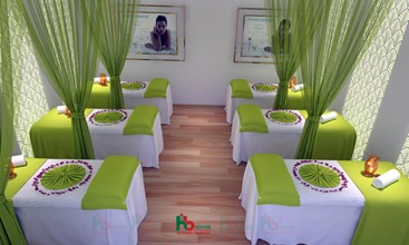 Sắc xanh trong thiết kế Thẩm mỹ viện Xuân Trường